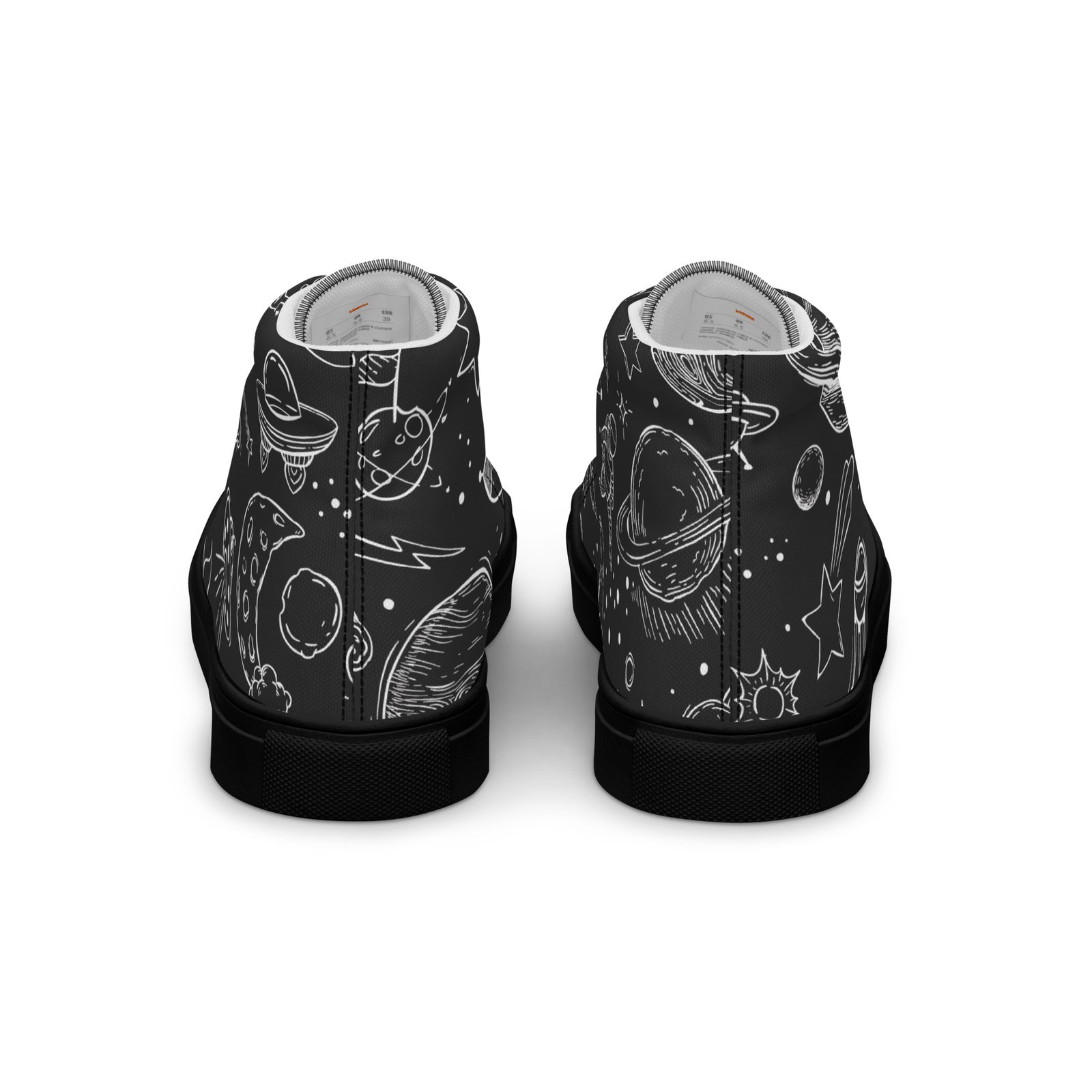 Women’s high top canvas shoes with a galactic design
